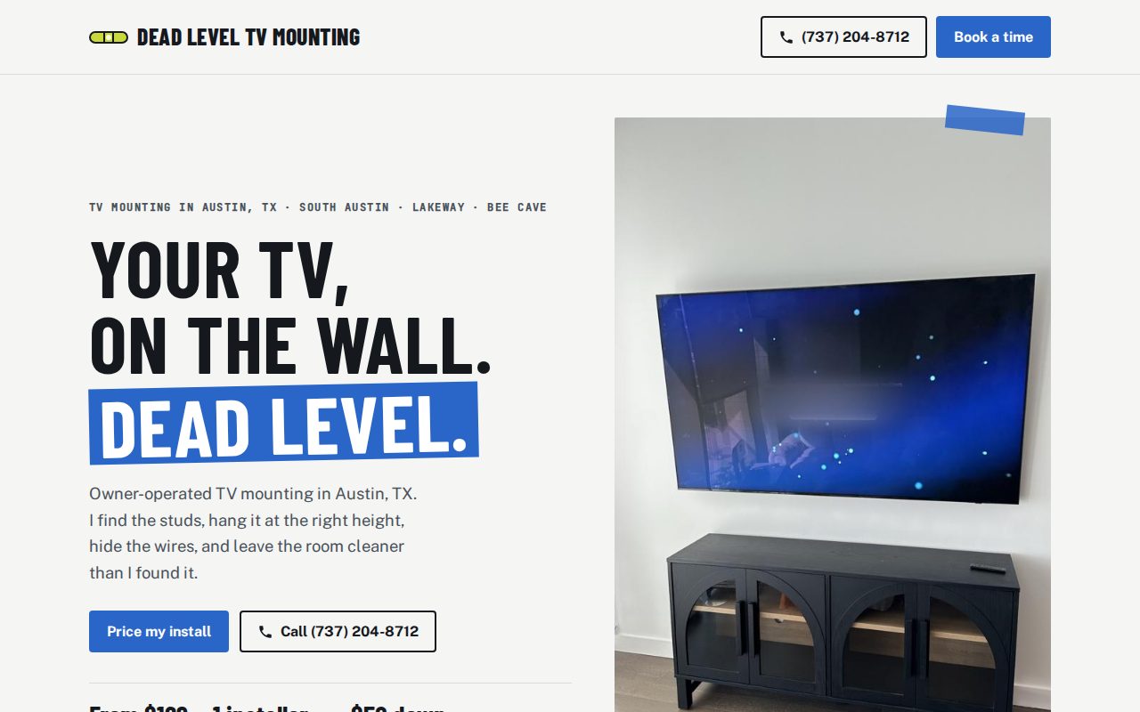 Dead Level TV Mounting homepage