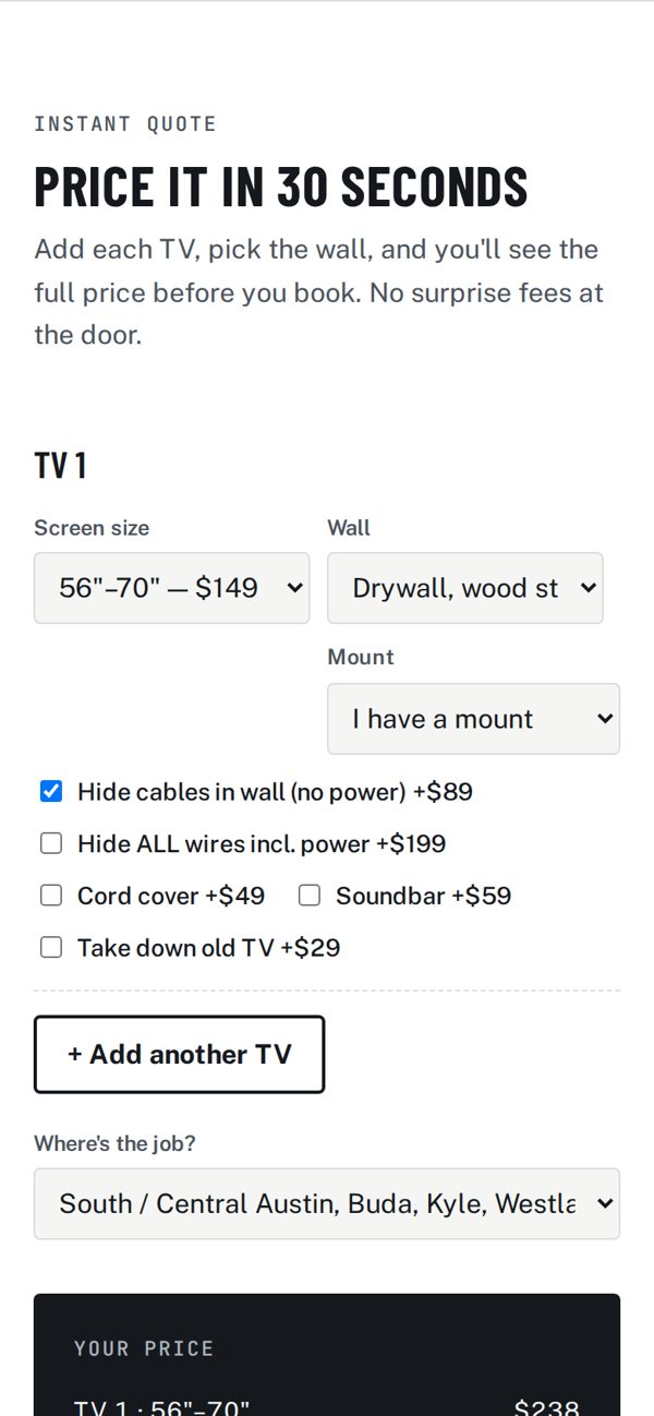 Dead Level instant quote tool on a phone